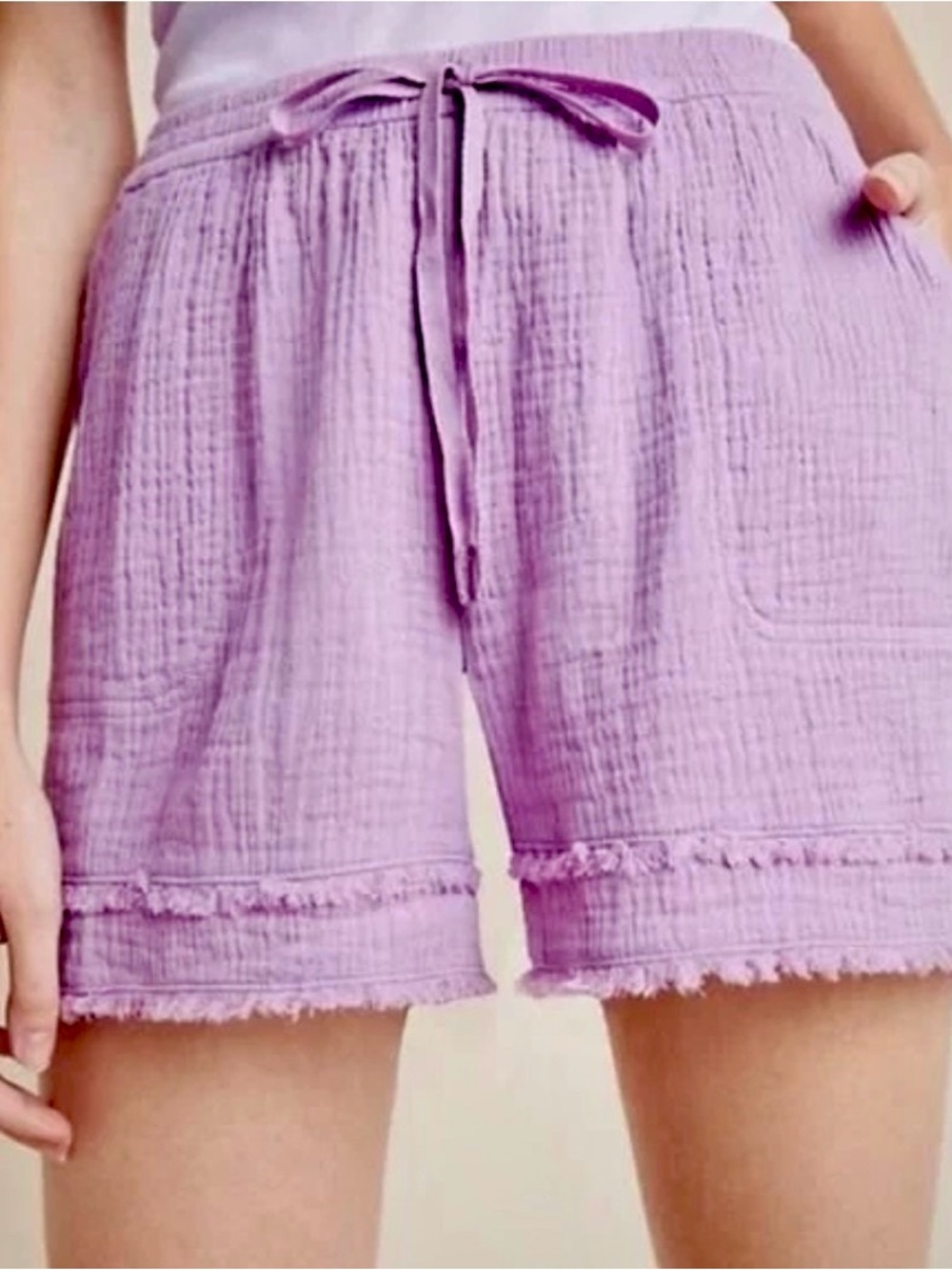 NWT Saturday Sunday by Anthropology Marie Frayed Cover Up Shorts in Lavender